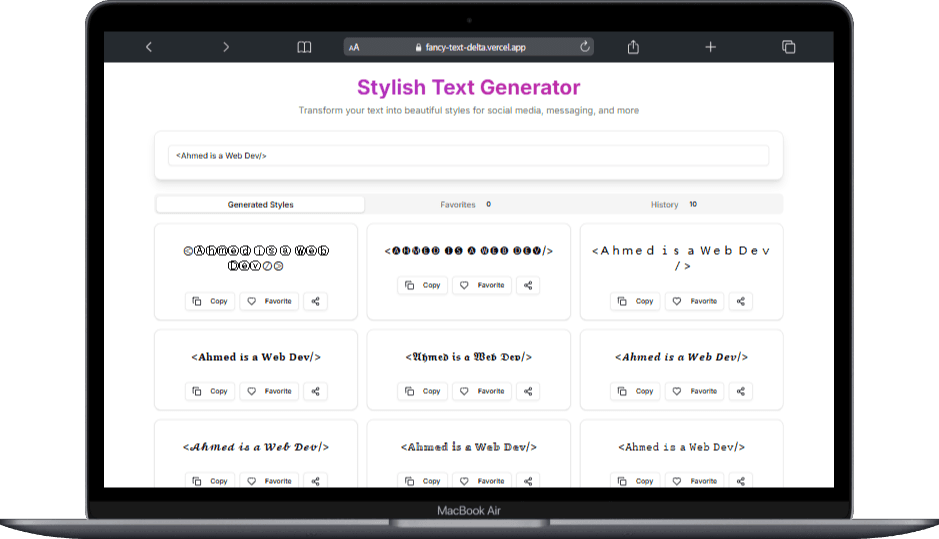 Screenshot of Fancy Text project