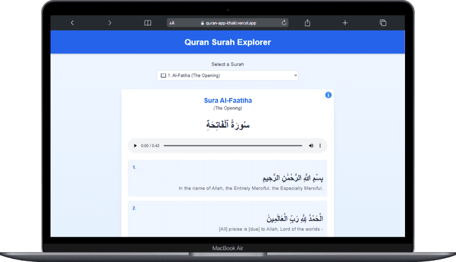 Screenshot of Quran App project